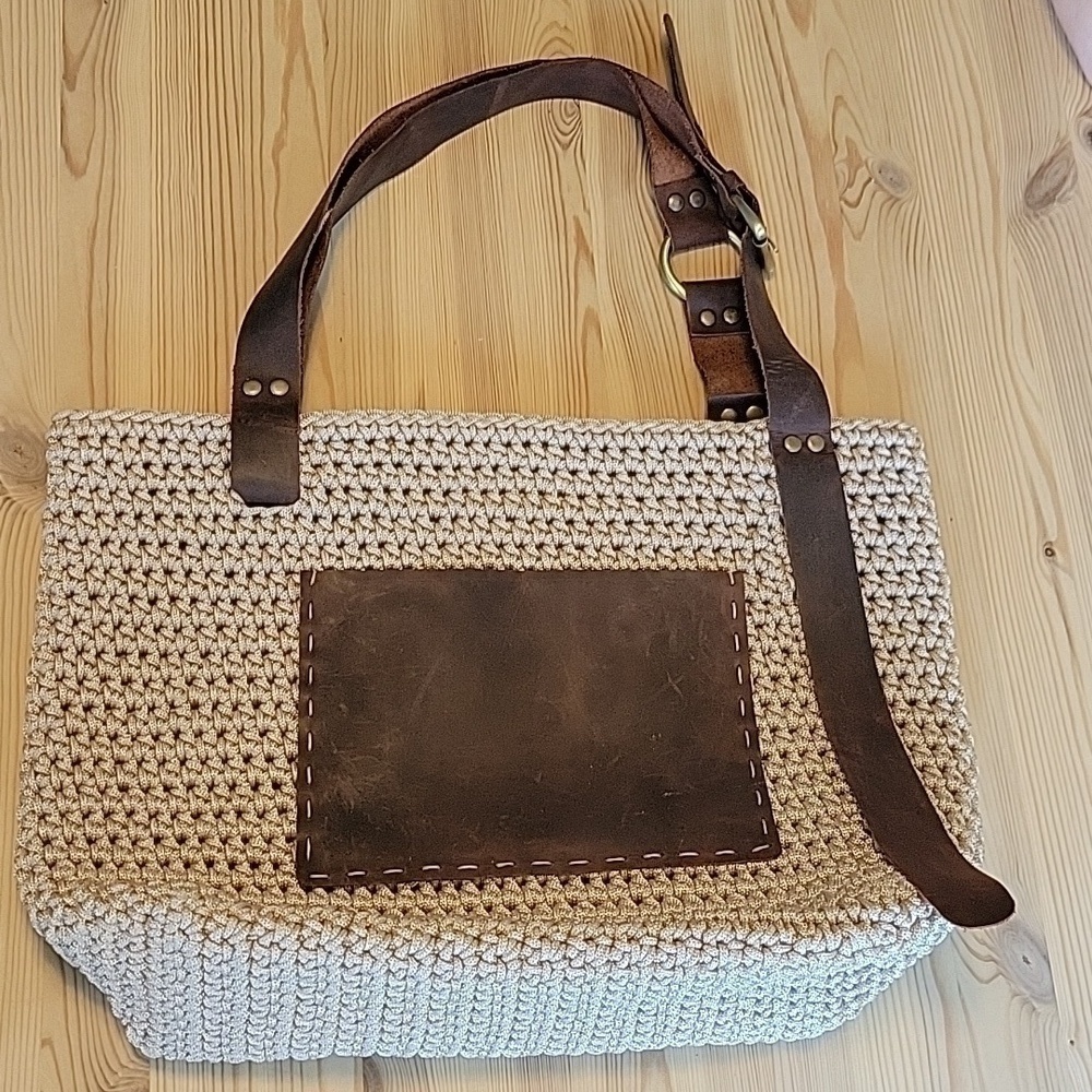 🌟HOST Pick🌟 LEATHER Crochet Store Leather, Macrame Tote